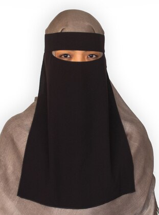 Brown - Plain - Crepe - Instant Scarf - Niqab