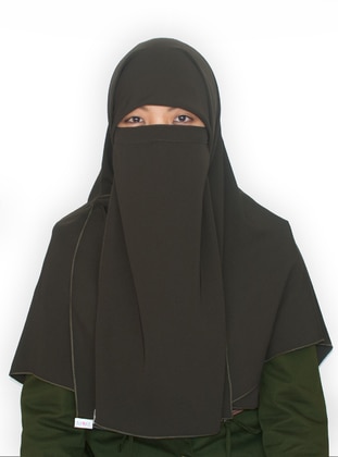 Khaki - Plain - Crepe - Instant Scarf - Niqab
