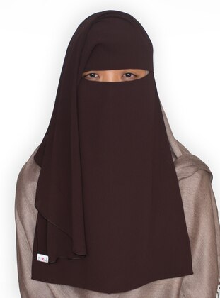 Brown - Plain - Chiffon - Instant Scarf - Niqab