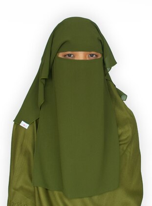 Green - Plain - Chiffon - Instant Scarf - Niqab
