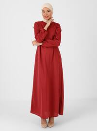 Dark Rose - Crew neck - Unlined - Modest Dress