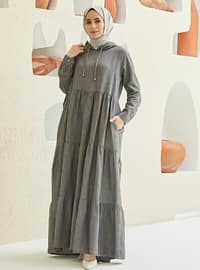 Grey - - Unlined - Modest Dress