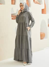 Grey - - Unlined - Modest Dress