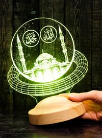 Religious Night Light, Islamic Lamp, Allah Muhammad Names 3d Led Lamp Gift For Muslims, Islamic Room Decor Color Changing Bedside Lamp