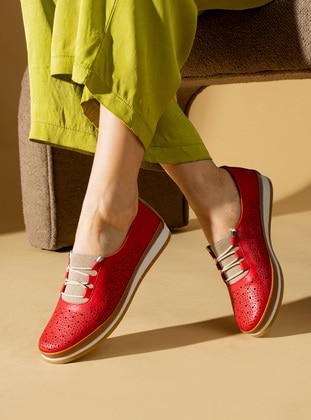 Red - Casual - Casual Shoes - Pembe Potin