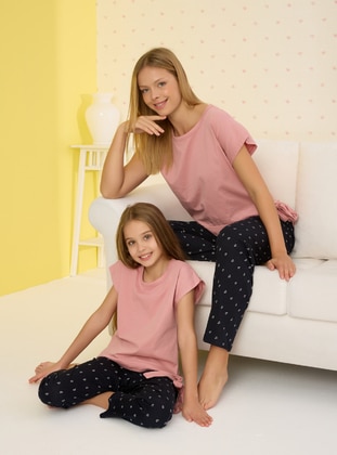 Patterned - Pyjama Set - Siyah inci