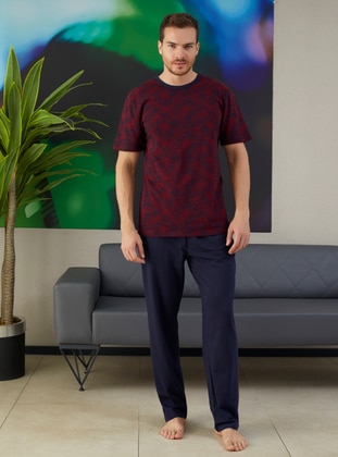 Patterned - Pyjama Set - Siyah inci