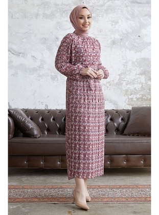 Dusty Rose - Polka Dot - Fully Lined - Modest Dress - InStyle