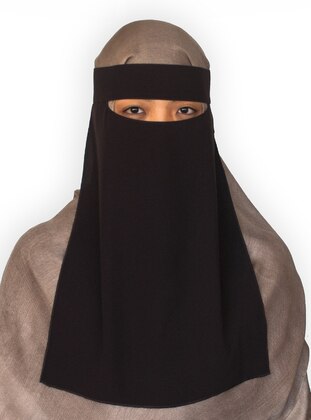 Brown - Brown - Plain - Crepe - Instant Scarf - Niqab