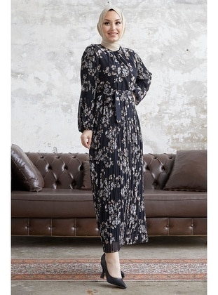 Black - Floral - Fully Lined - Modest Dress - InStyle