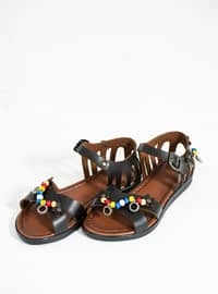 Black - Flat Sandals - Sandal