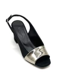 بلاتينيوم أسود - حذاء كعب عالي - أحذية سهرة