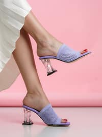 Lilac - High Heel - Heeled Slippers - Heels