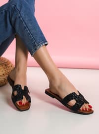 Black Glitter - Sandal - Slippers