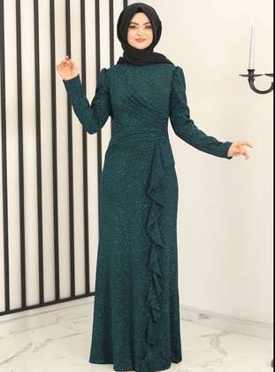 Emerald - Fully Lined - Crew neck - Modest Evening Dress - Fashion Showcase Design