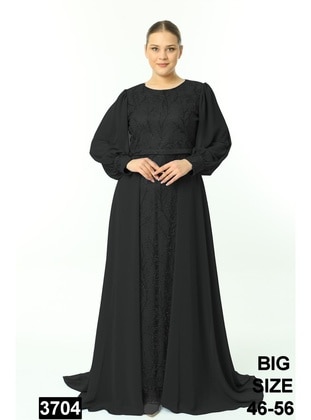 Black - Plus Size Evening Dress - Arıkan