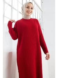 Arissa Turtleneck Long Sweater Dress Red