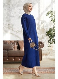 Arissa Turtleneck Long Sweater Dress Dark Navy Blue