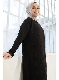 Arissa Turtleneck Long Sweater Dress Black
