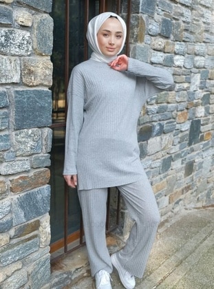 Light Gray - Knit Suits - Locco Moda