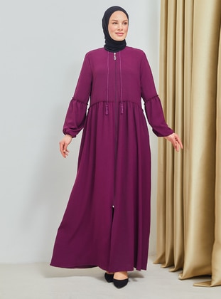 Lilac - Unlined - Plus Size Abaya - Ensa Tesettür