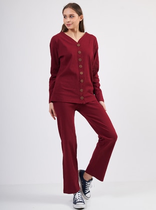 Burgundy - Unlined - Suit - Nare