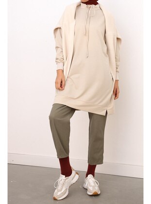 Comfortable Fit Sweat Tunic With Stone Eyelets