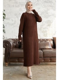 Bitter Chocolate - Unlined - Round Collar - Knit Dresses