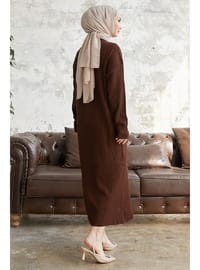 Bitter Chocolate - Unlined - Round Collar - Knit Dresses