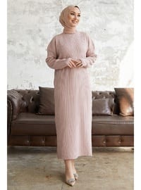 Powder Pink - Unlined - Crew neck - Knit Dresses