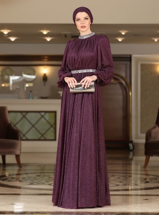 Maroon - Fully Lined -  - Modest Evening Dress - Ahunisa