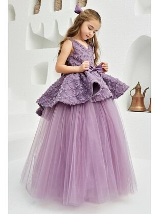 Cotton - Lilac - Girls' Evening Dress - Riccotarz
