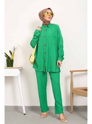 Green - Unlined - Suit - İmaj Butik