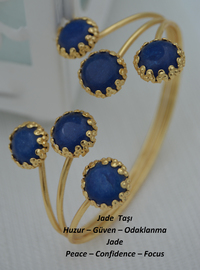 Vergoldetes Armband mit blauem Stein - Gold