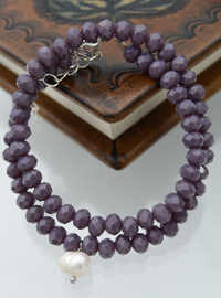 Bracelet/Collier Perles & Cristal - Violet
