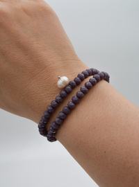 Bracelet/Collier Perles & Cristal - Violet