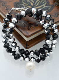 Bracelet/Collier Cristal & Perle Noir