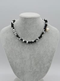 Bracelet/Collier Cristal & Perle Noir