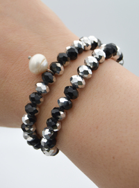 Bracelet/Collier Cristal & Perle Noir