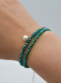 Bracelet/Collier Vert Cristal et Perle