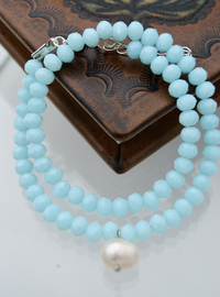 Bracelet/Ras de cou Cristal & Perle Bleu