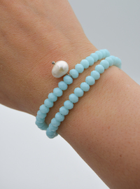 Bracelet/Ras de cou Cristal & Perle Bleu