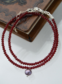 Bracelet/Collier Cristal & Perle - Bordeaux