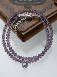 Bracelet/Collier Perles Cristal - Violet