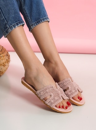Powder Pink - Sandal - Slippers - Ayakkabı Havuzu