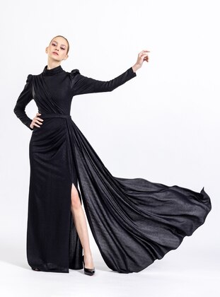 Fully Lined - Black - Crew neck - Evening Dresses - ESCOLL
