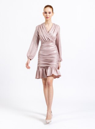 Fully Lined - Powder Pink - Double-Breasted - Evening Dresses - ESCOLL