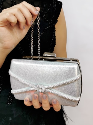 Clutch - Silver color - Evening Bag - Nazart