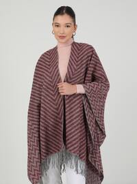 Burgundy - Crew neck - Fully Lined - Poncho