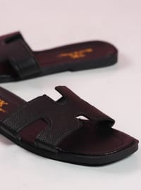 Black - Flat Slippers - Slippers